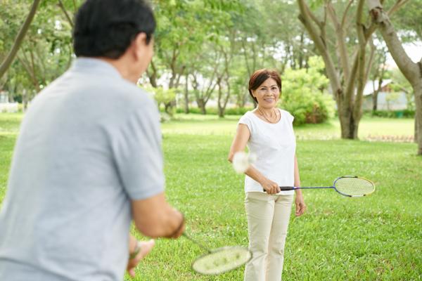 playing badminton